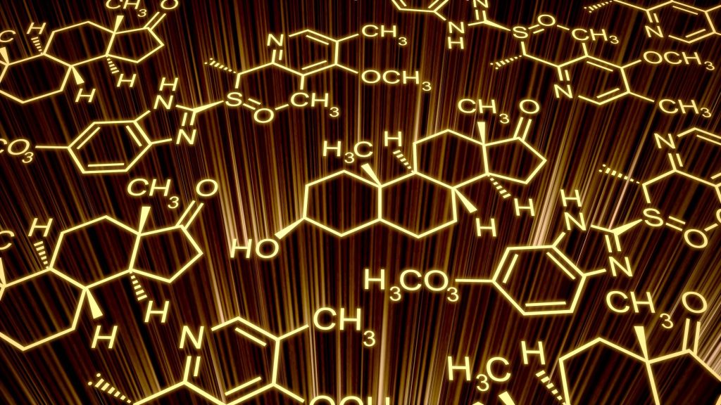 Wzory strukturalne związków chemicznych występujących w materiałach drzewnych