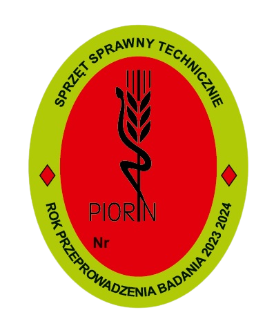 Znak kontrolny PIORIN - Państwowej Inspekcji Ochrony Roślin i Nasiennictwa, dotyczący atestacji opryskiwaczy