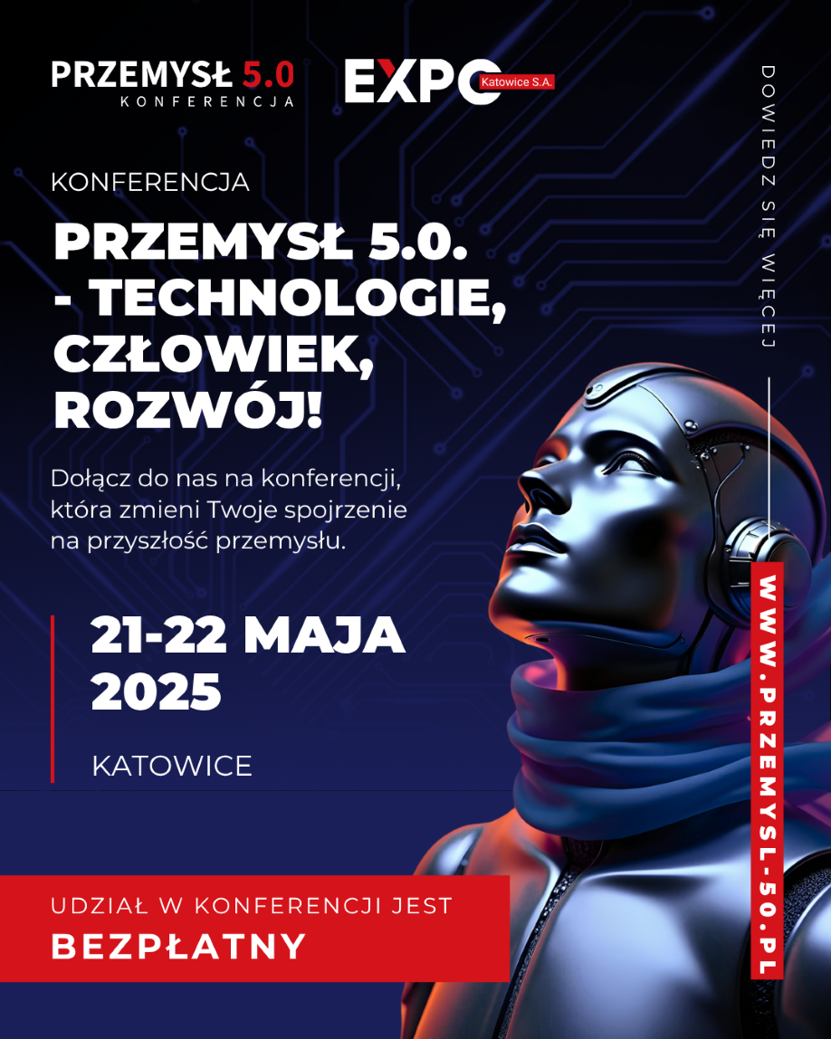 Czerwono-granatowa grafika z robotem