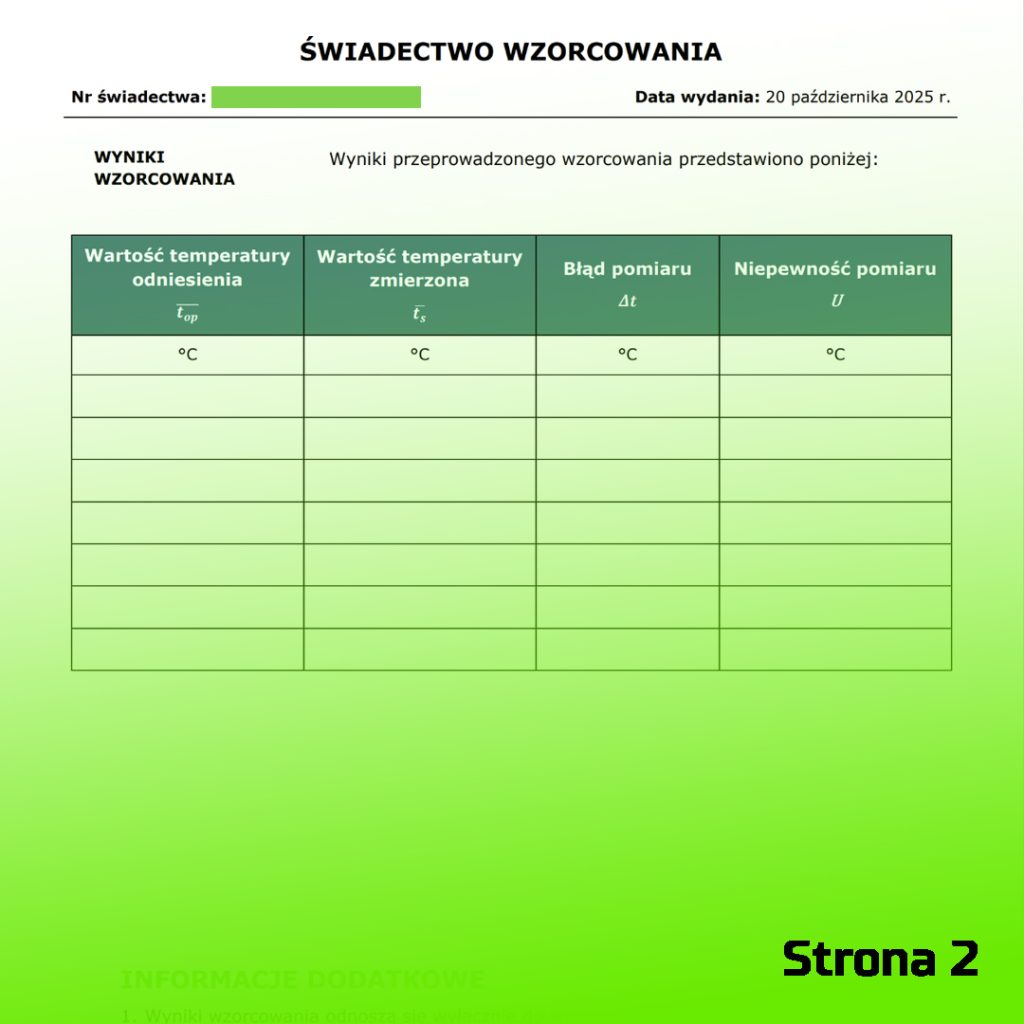 świadectwo wzorcowania demo 2